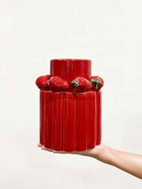 FRANCISCA » Glazed ceramic vase with strawberries