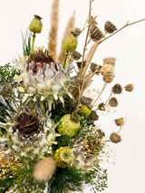 ARTURO » Bouquet di fiori secchi e stabilizzati verdi su tonalità naturali