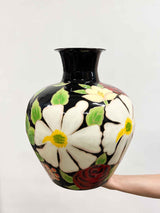 MOIRA » Modern metal vase with hand-painted flowers