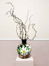 MOIRA » Modern metal vase with hand-painted flowers