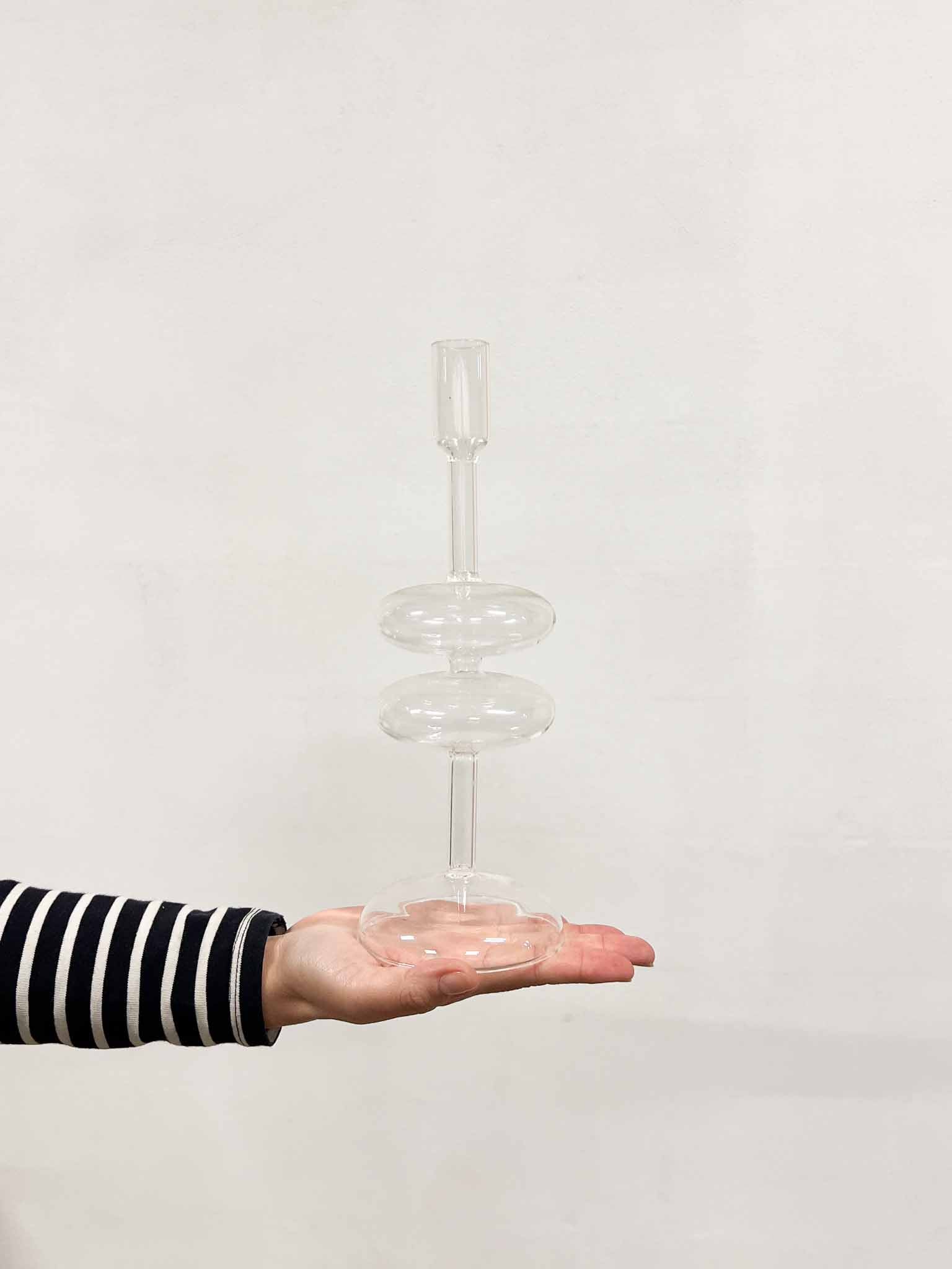 LUANA » Portacandela in vetro trasparente grande - 28cm - Bloomoon