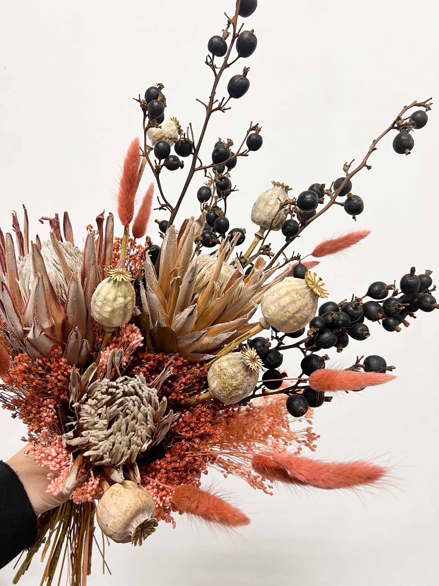 MINERVA » Bouquet di fiori secchi rosa e nero