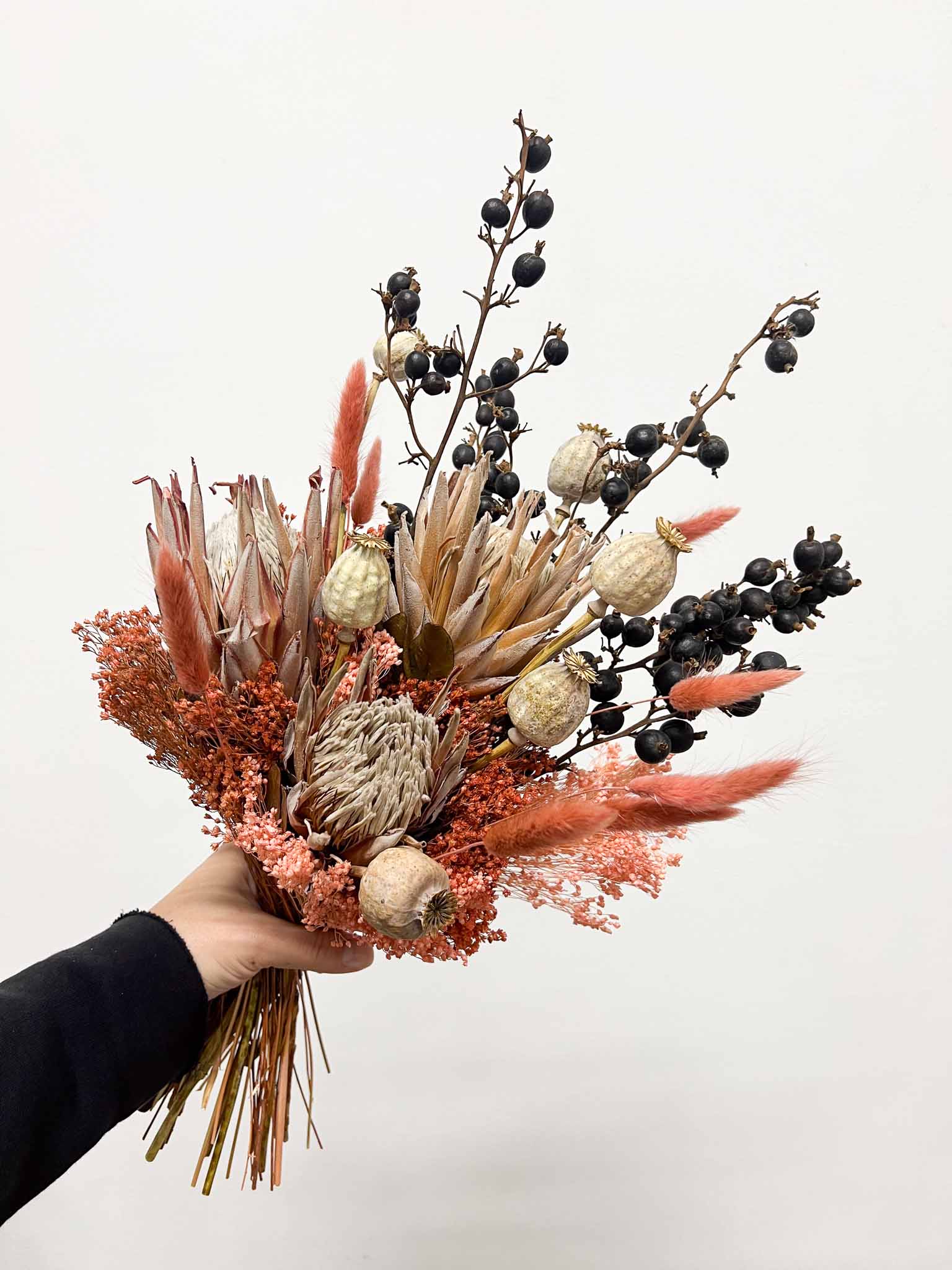 MINERVA » Bouquet di fiori secchi rosa e nero
