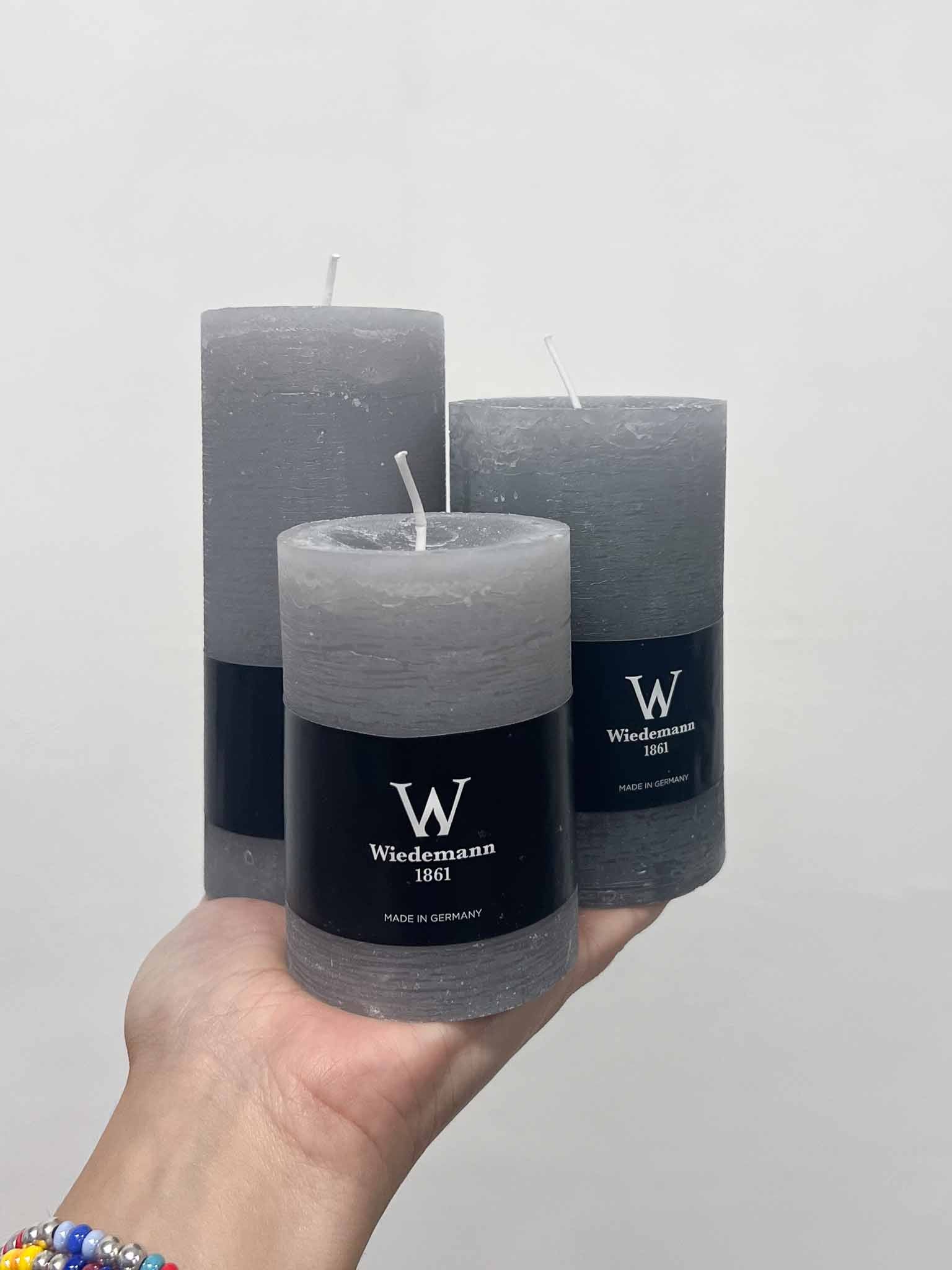 ELARA TRIS » Tris di candele rustiche grigio