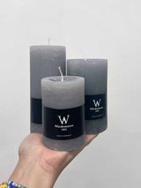ELARA TRIS » Tris di candele rustiche grigio