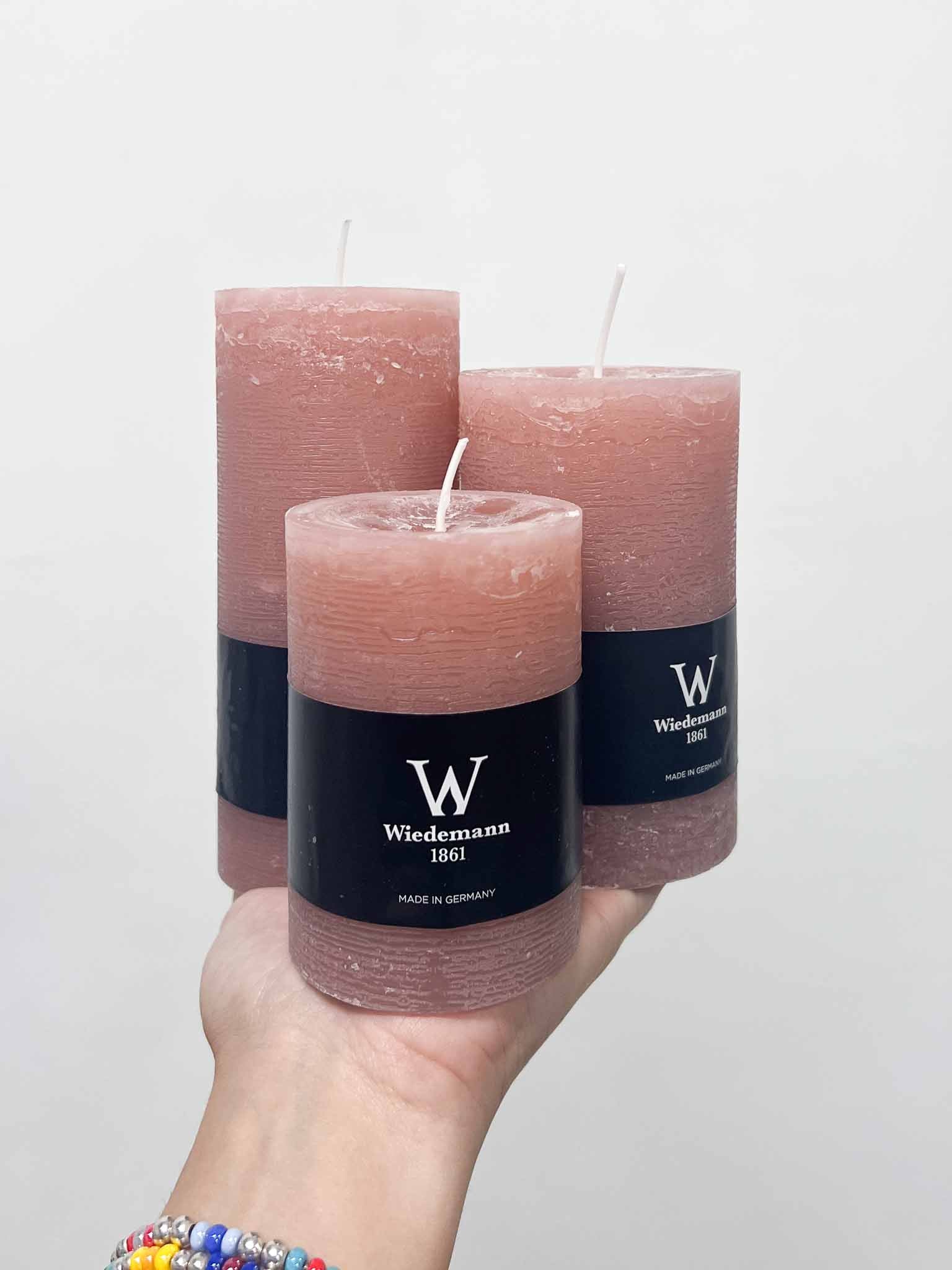 DALIA TRIS » Tris di candele rustiche rosa