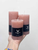 DALIA TRIS » Tris di candele rustiche rosa