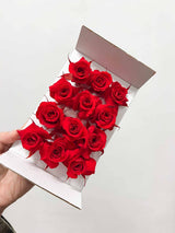 ROBY » Box da 12 mini fiori di Rosa rosso diametro 3cm