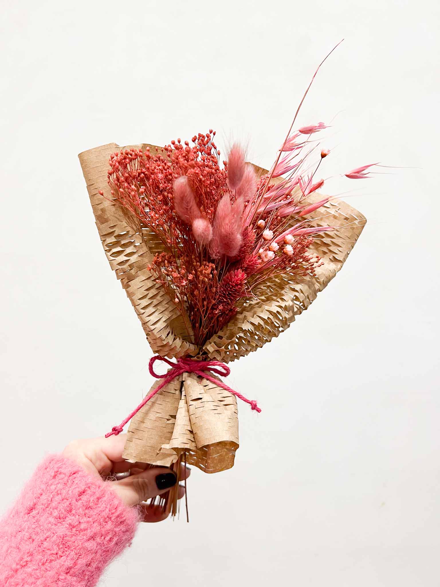 MARTA » 3 mini bouquets of antique pink dried flowers