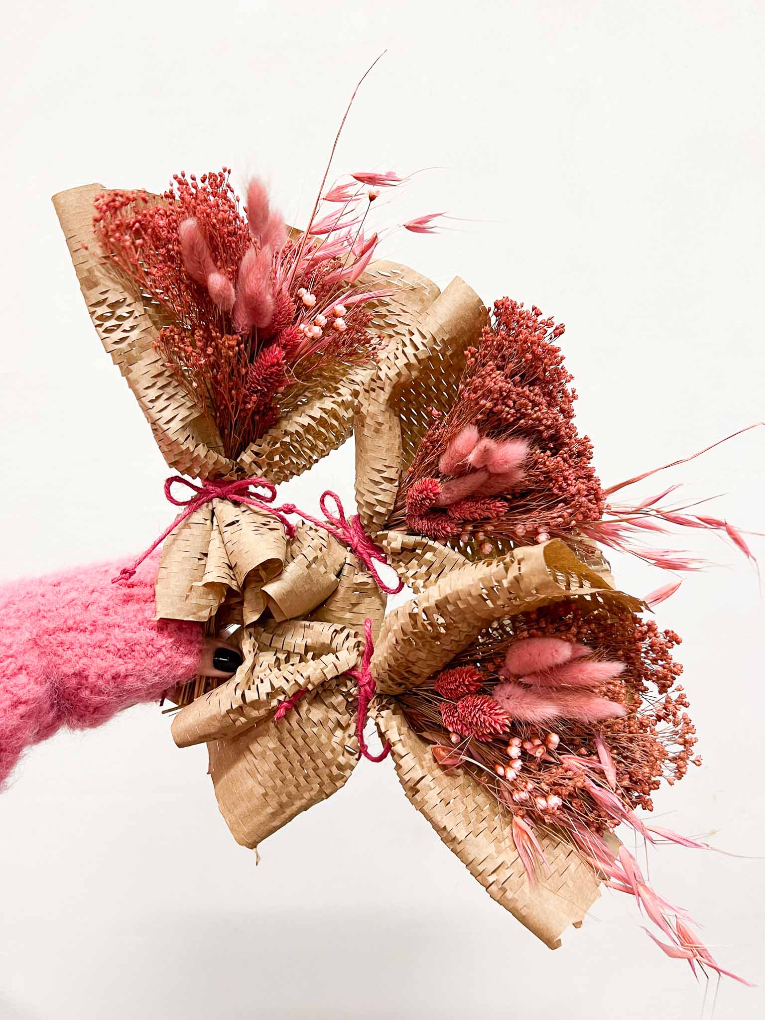 MARTA » 3 mini bouquets of antique pink dried flowers