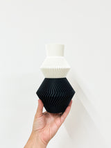 VALENTINA » Vase en bioplastique blanc et noir - 22 cm