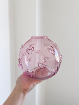 FIOCCO » Vaso rosa di vetro texturizzato con fiocchi in rilievo H19cm