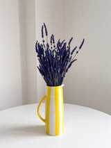 JOLY » Caraffa a righe giallo bianco di ceramica smaltata H27,5