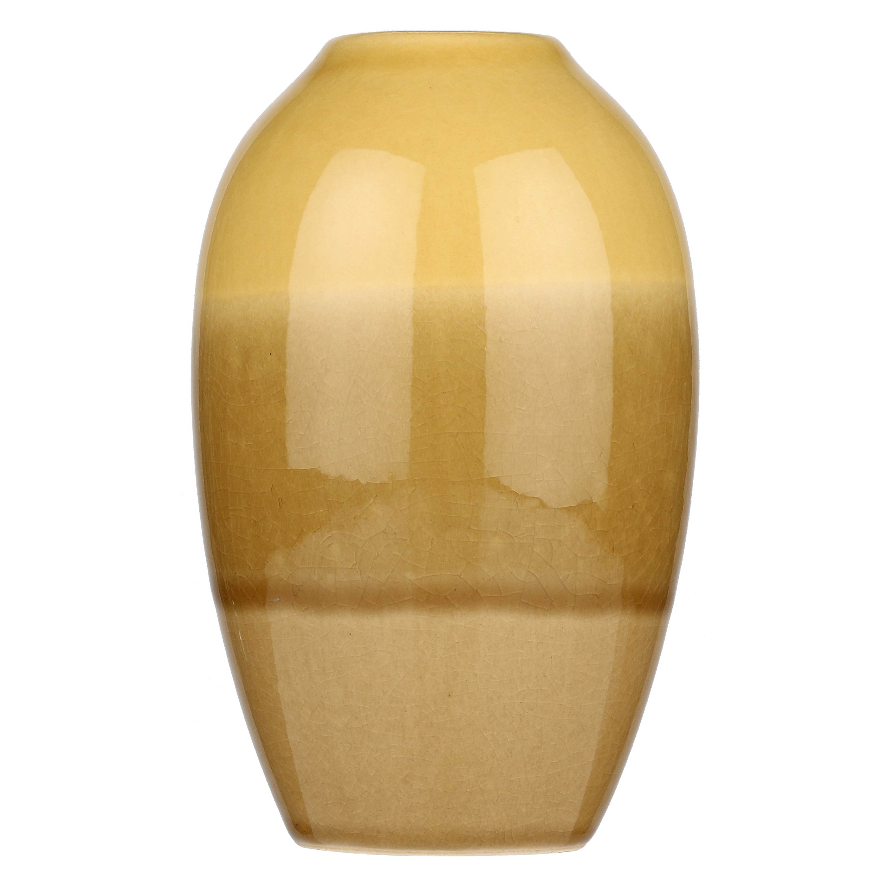 LUISA » Yellow craquelé glaze vase - 18cm