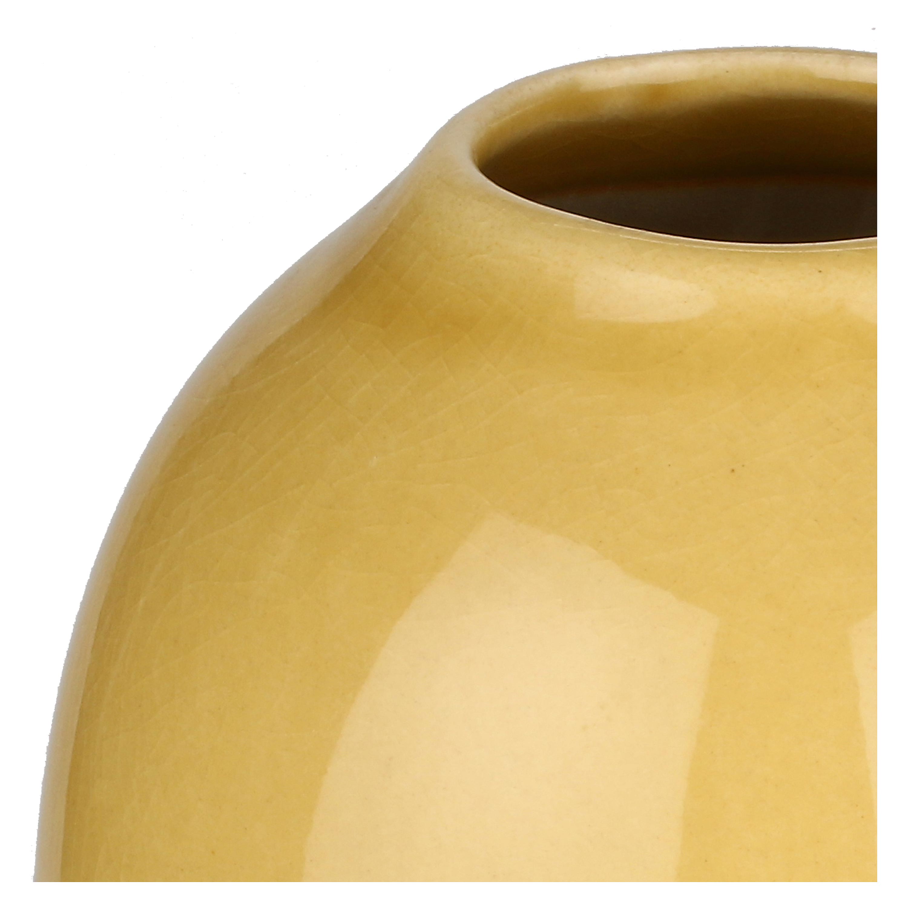 LUISA » Yellow craquelé glaze vase - 18cm