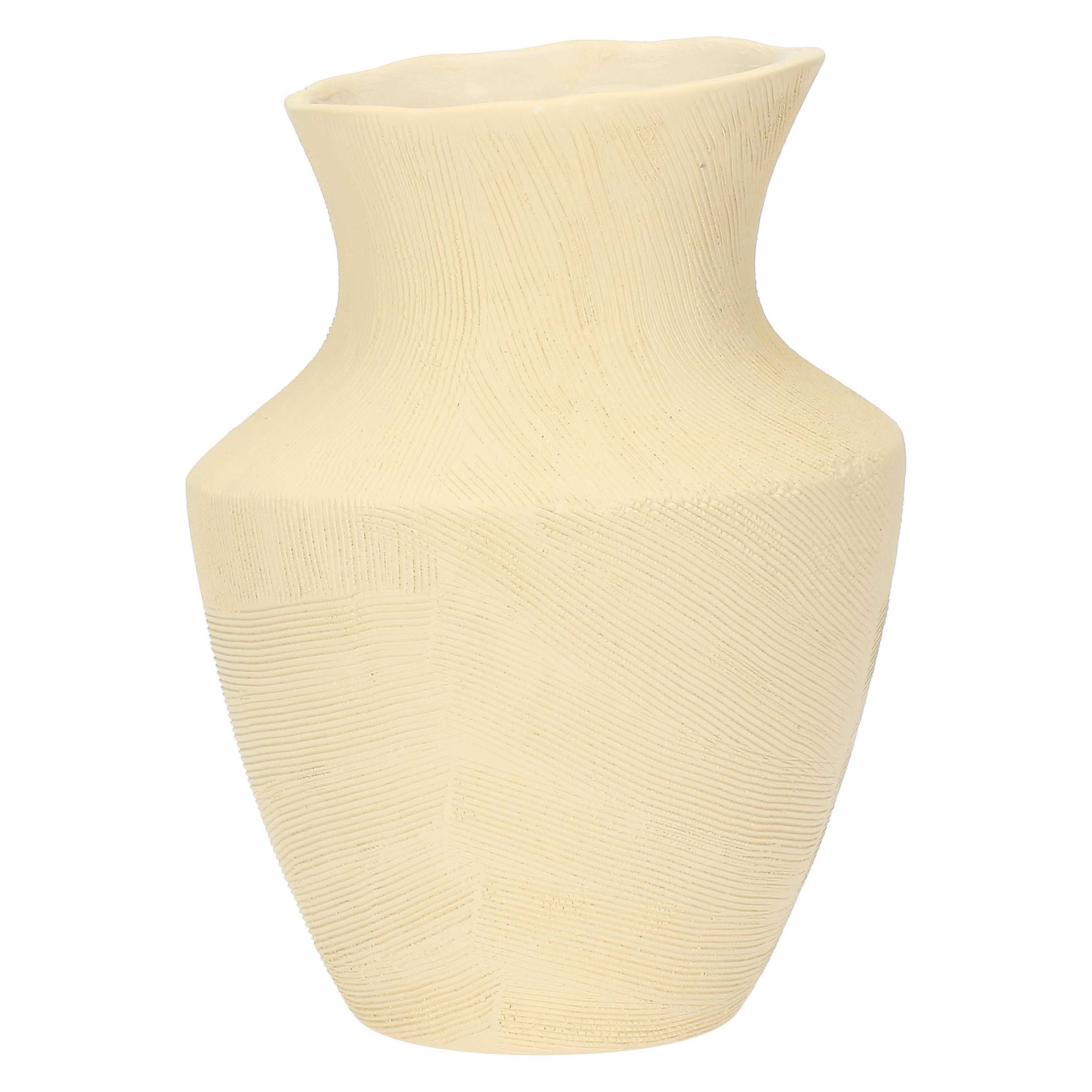 MARLOW » Oblique beige ceramic vase - 22cm