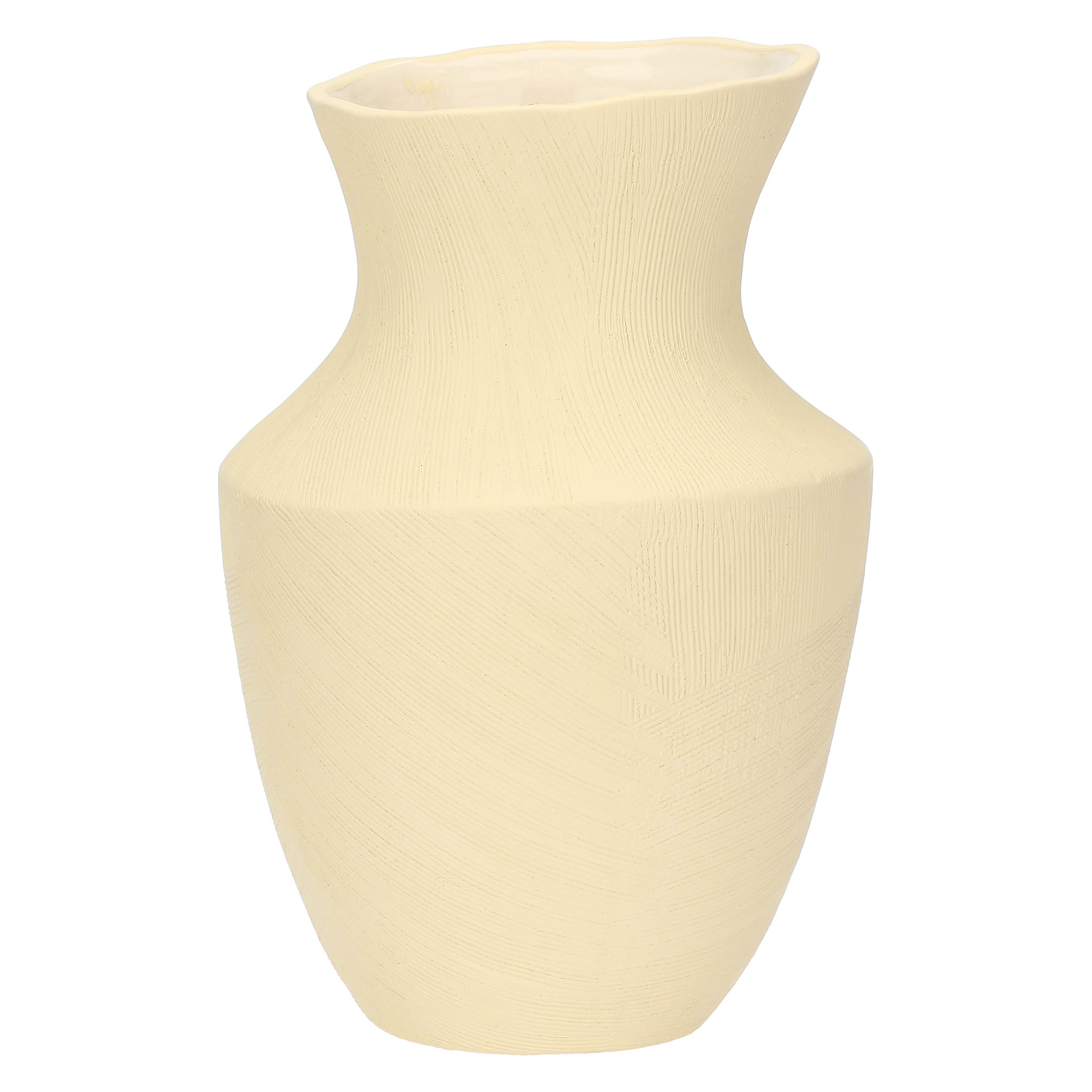 LONELLA » Oblique beige ceramic vase - 28cm