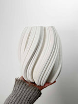 JEMINA » Ceramic beige vase printed in 3D - 21cm