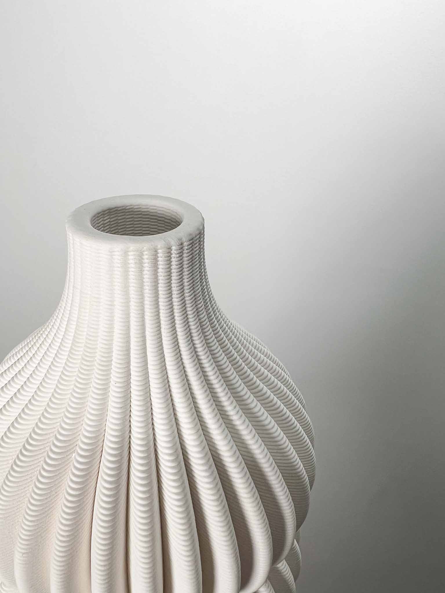 KENDRA » Ceramic beige vase printed in 3D - 20cm