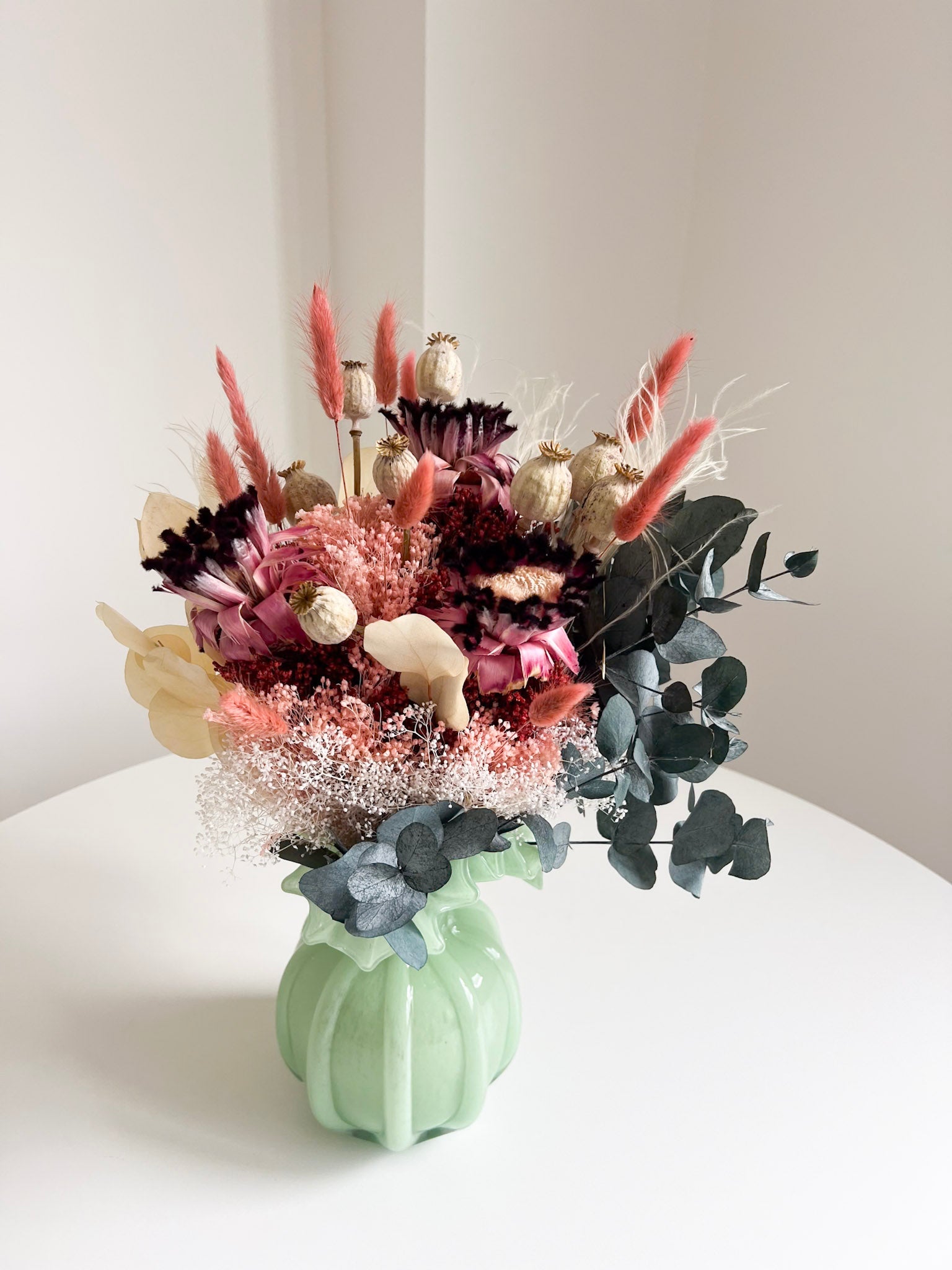 ABA » Bouquet di fiori secchi e stabilizzati dalle tonalità del rosa e del verde - Bloomoon