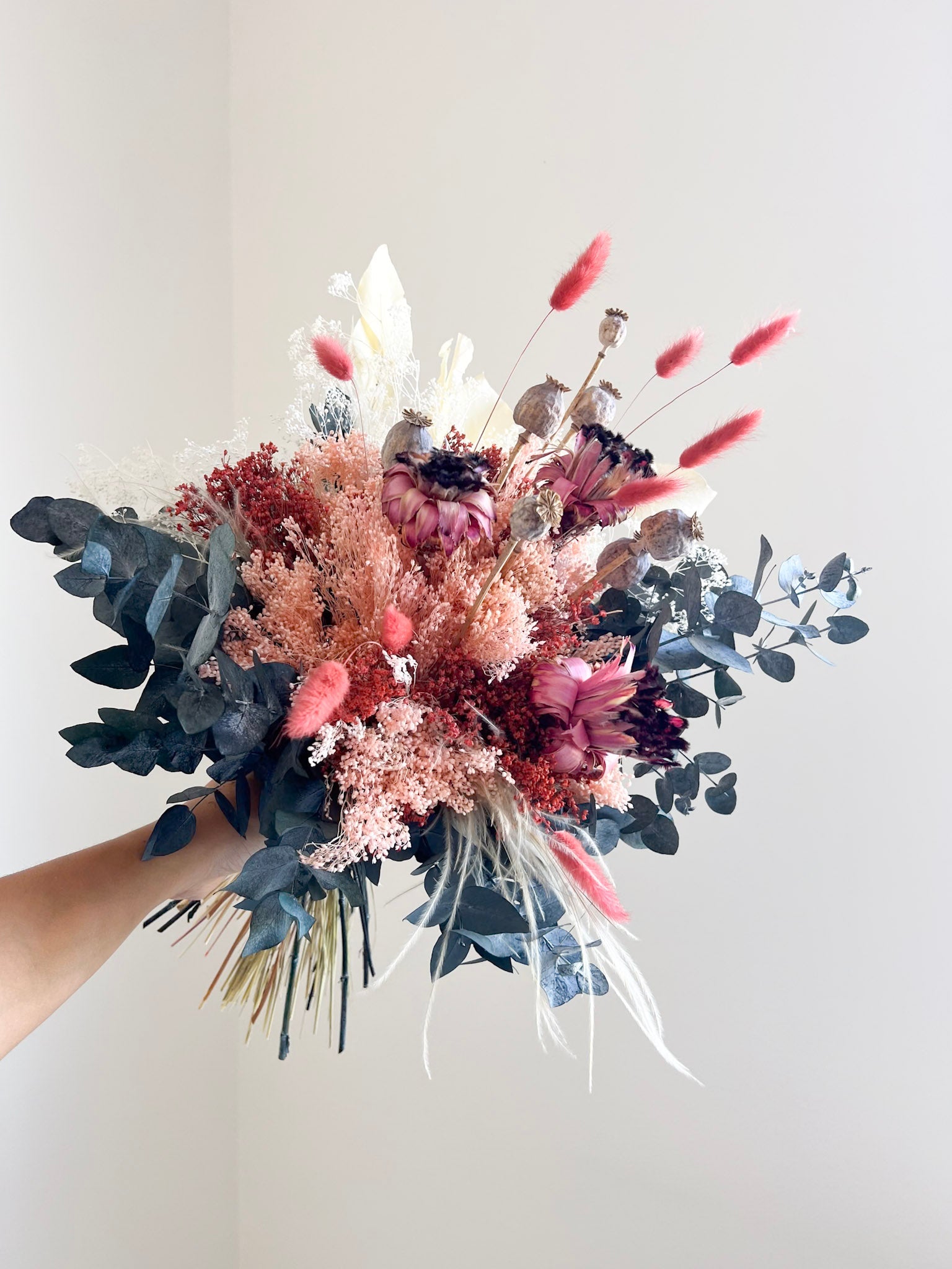 ABA » Bouquet premium di fiori secchi e stabilizzati dalle tonalità del rosa e del verde - Bloomoon