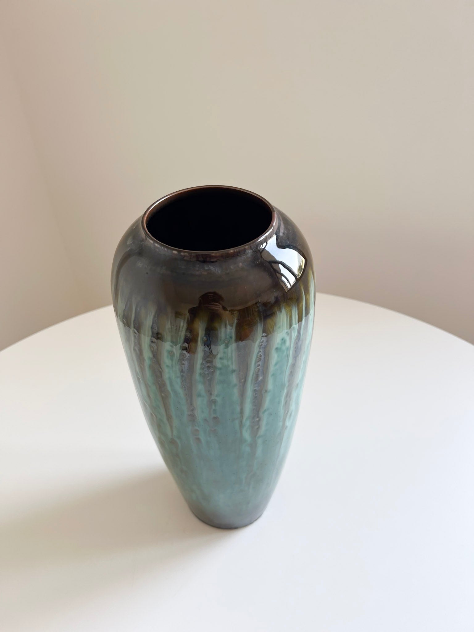 AMLETO » Vaso in ceramica smaltata azzurra con sfumature H36cm - Bloomoon