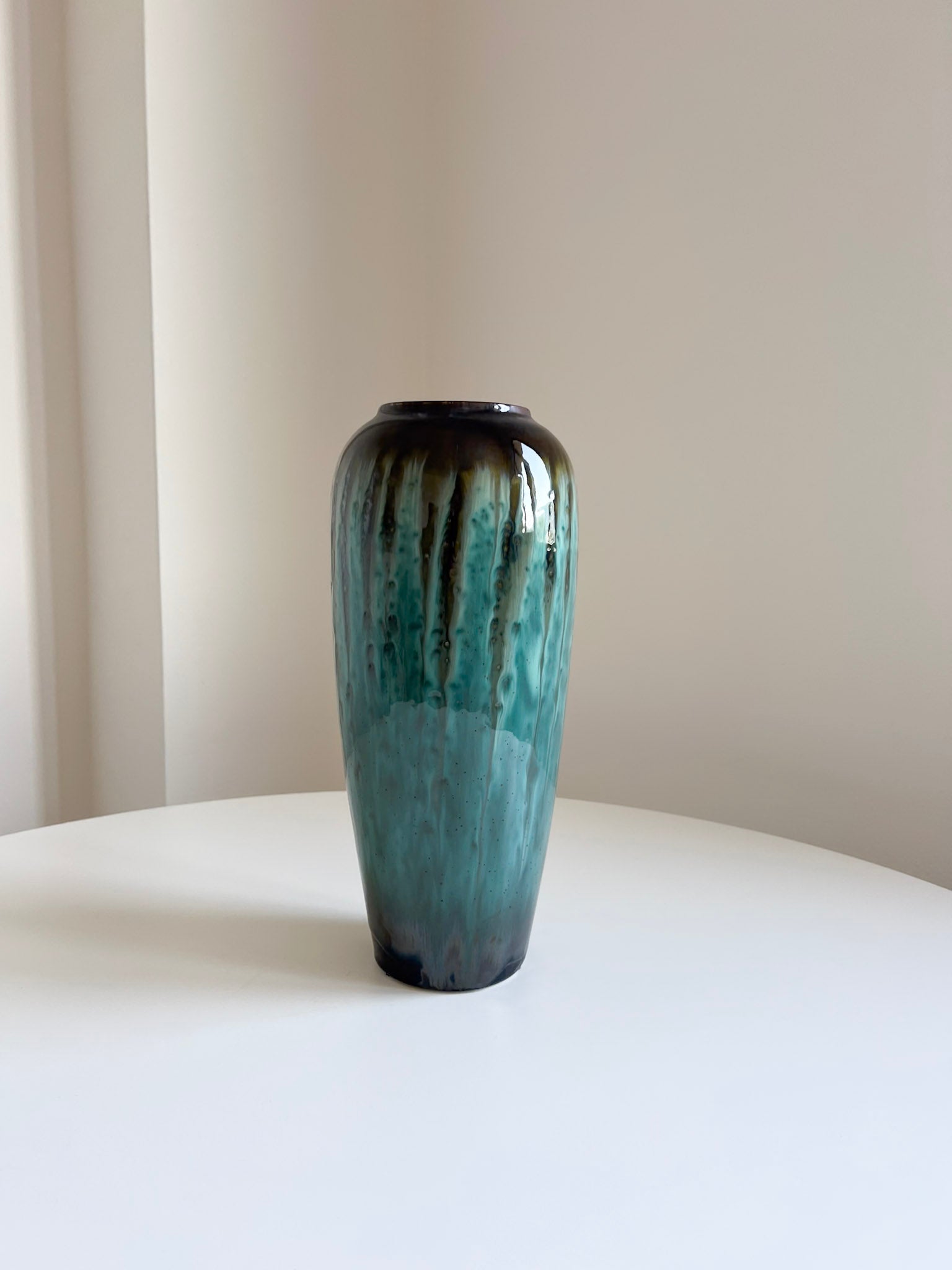AMLETO » Vaso in ceramica smaltata azzurra con sfumature H36cm - Bloomoon