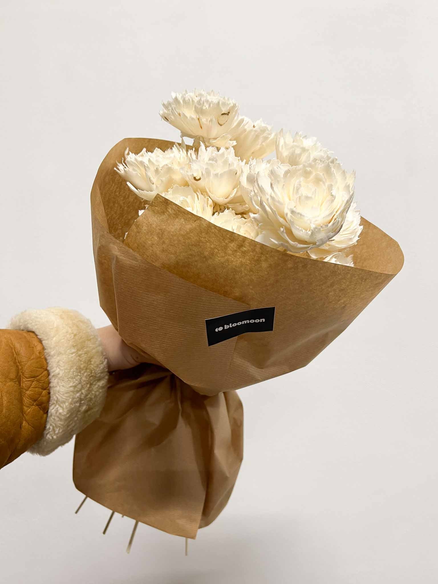 BUTTERFLY » Bouquet di rose bianche ricostruite in fibra di manioca - Bloomoon