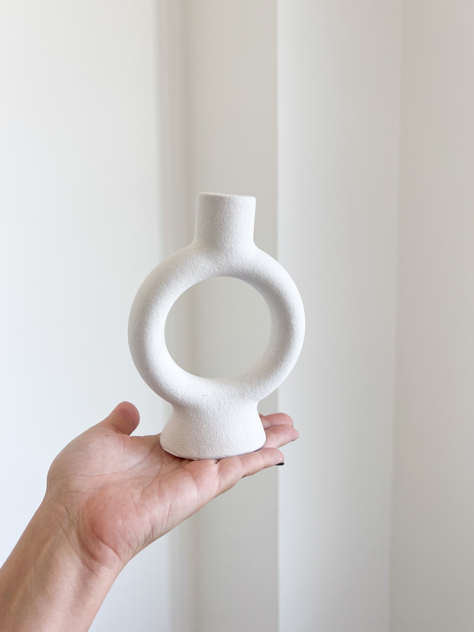 CIRCLE » Porta candela ceramica bianco satinato contemporaneo - Bloomoon