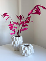 CRESTY » Vaso decorativo in ceramica bianca smaltata dal design materico - Bloomoon