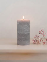 ELARA » Candela Cilindrica Rustica Grigio | Cera Grezza 19cm - Bloomoon
