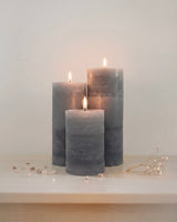 ELARA TRIS » Tris di Candele Rustiche in Cera Grigio - Bloomoon