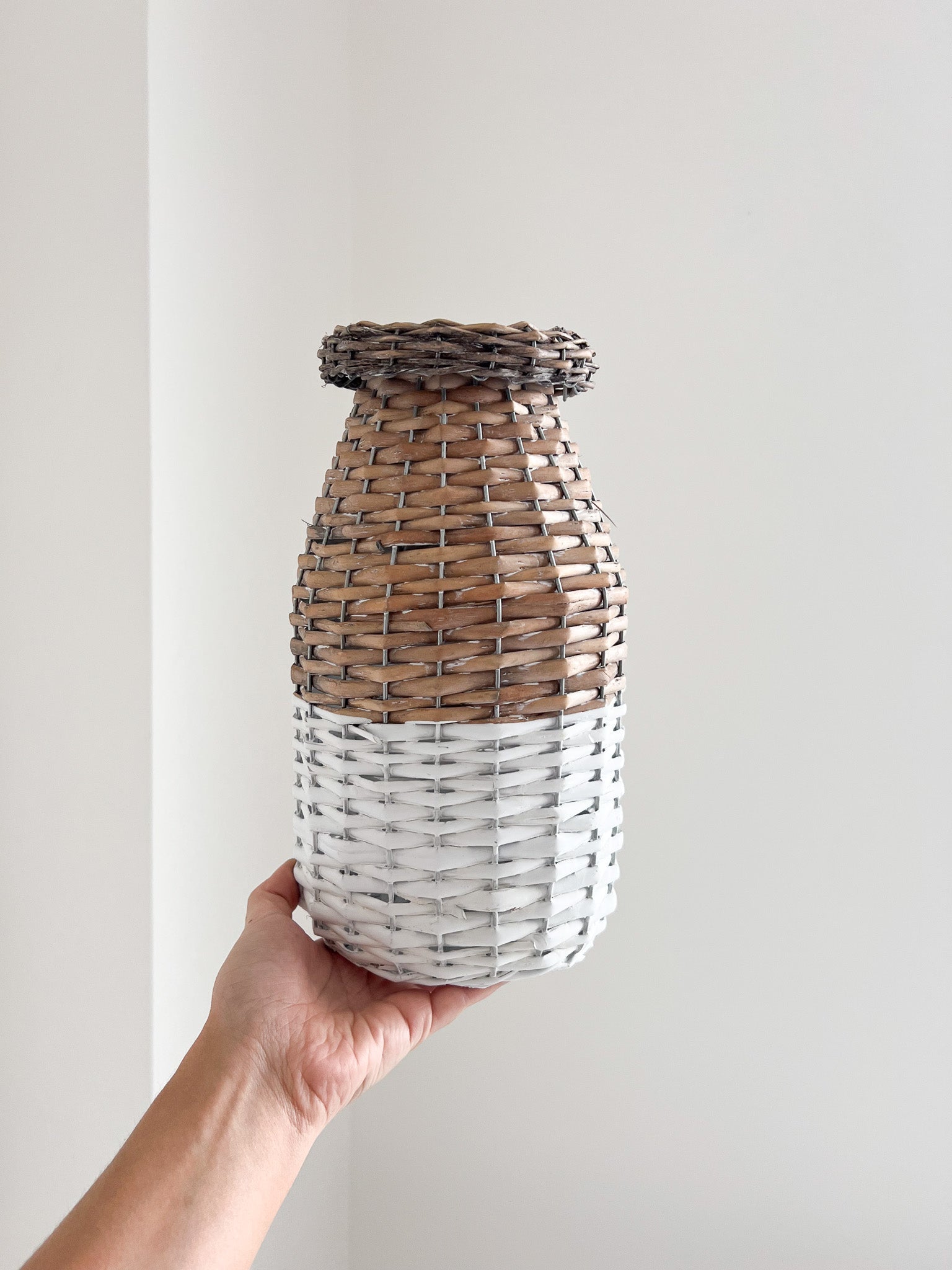 ELIZABET » Vaso Intrecciato Bicolore Marrone e Bianco - Bloomoon