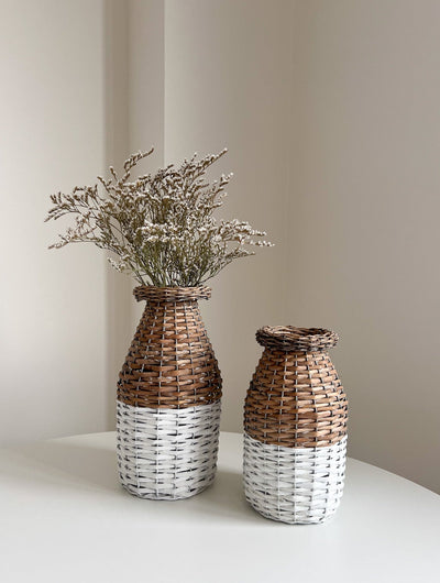 ELIZABET » Vaso Intrecciato Bicolore Marrone e Bianco - Bloomoon