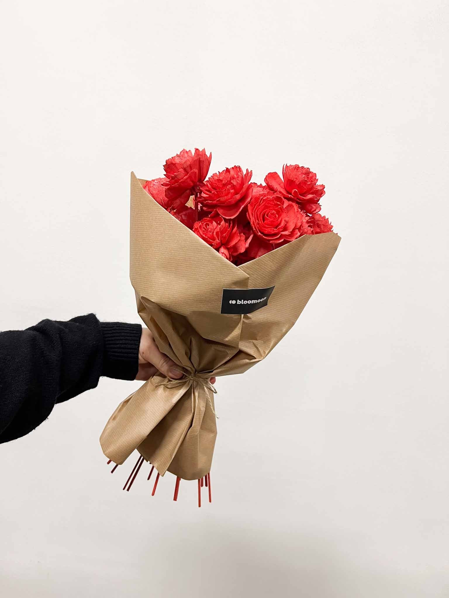 EROS » Bouquet di rose rosse ricostruite in fibra di manioca - Bloomoon