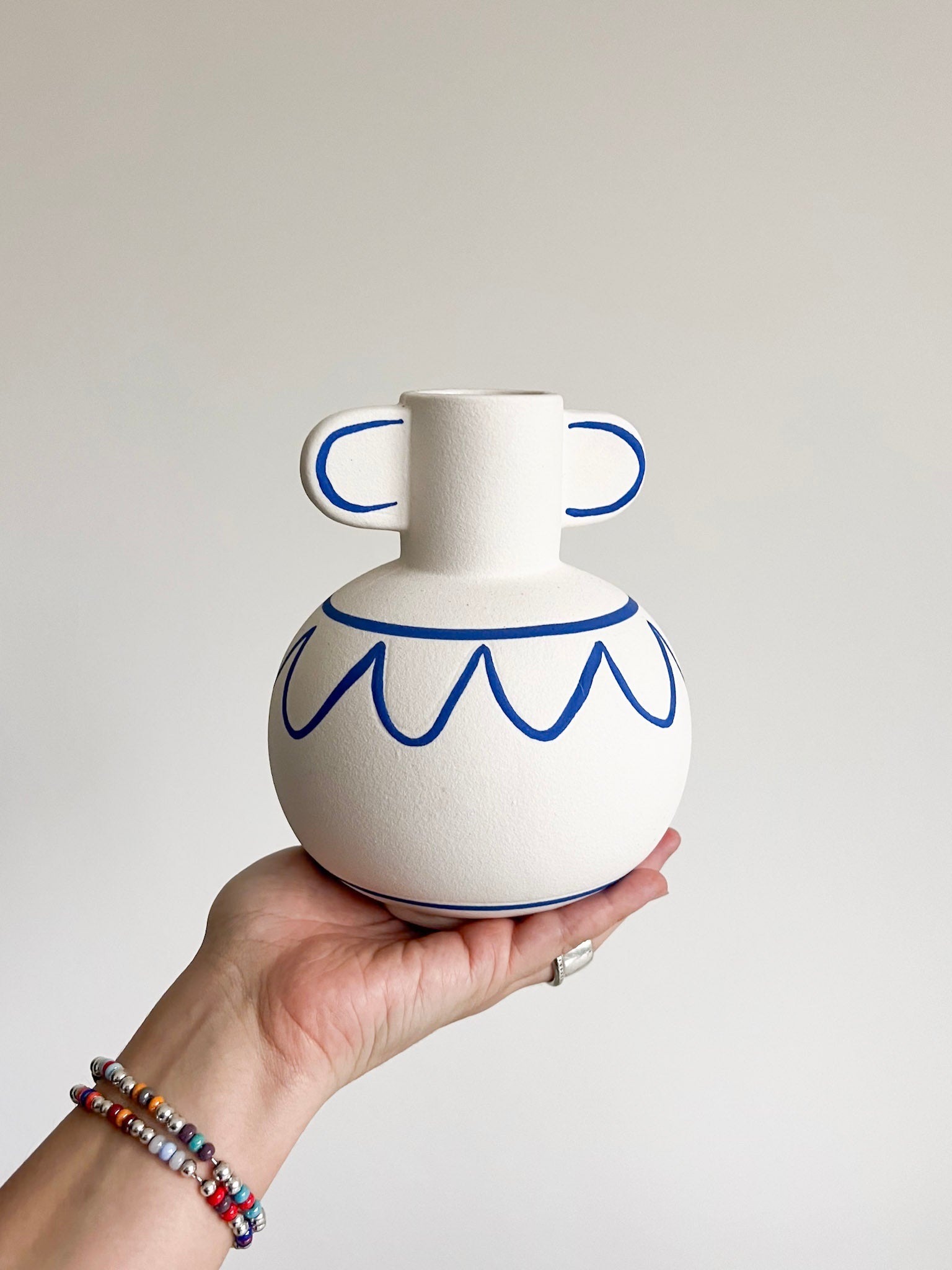 GREEK » Vaso anfora con tratti blu - Bloomoon