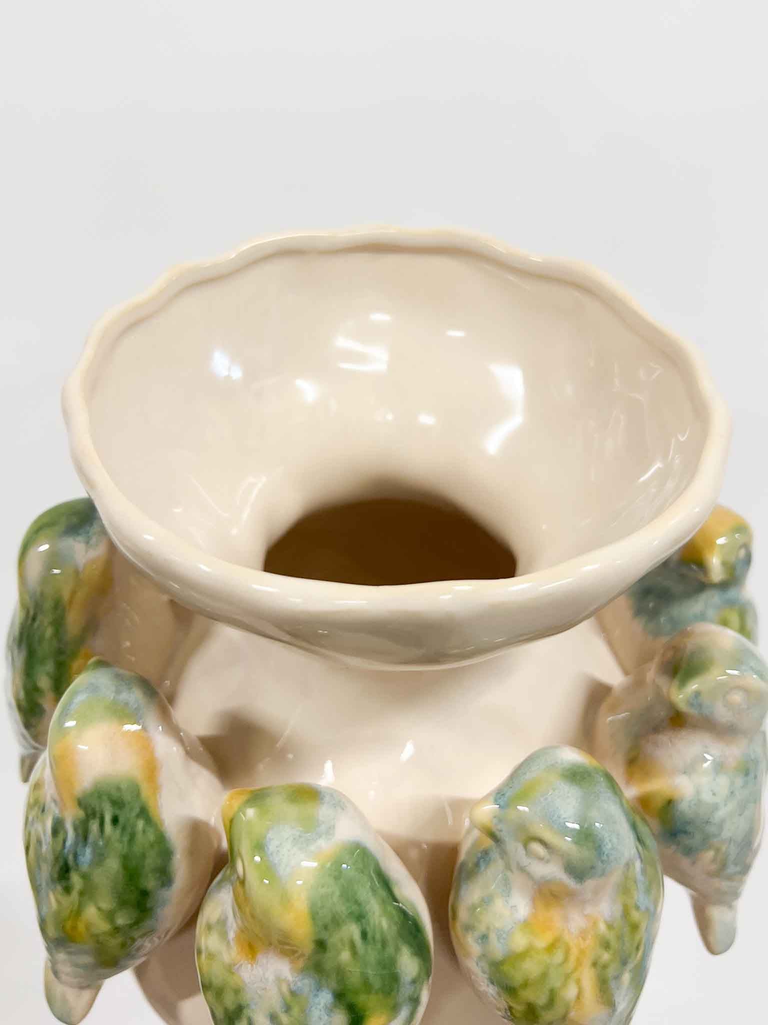 GUSTAVO » Vaso in ceramica con uccellini - H 25cm - Bloomoon