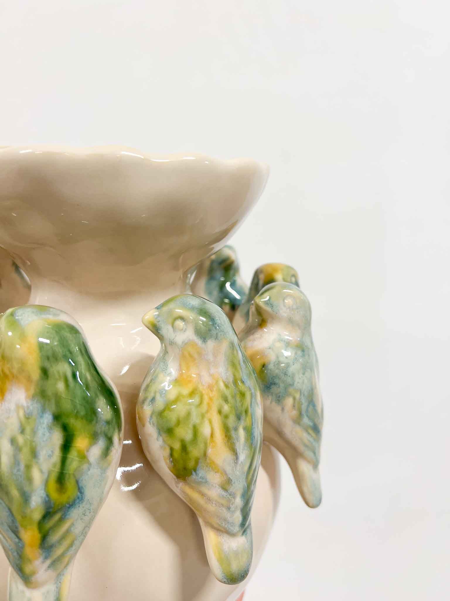 GUSTAVO » Vaso in ceramica con uccellini - H 25cm - Bloomoon