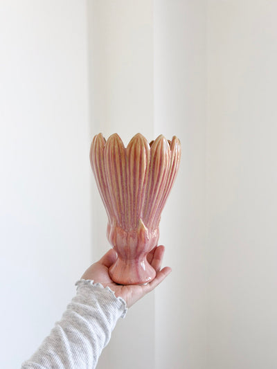 IRENE » Vaso di ceramica petali rosa H21cm - Bloomoon