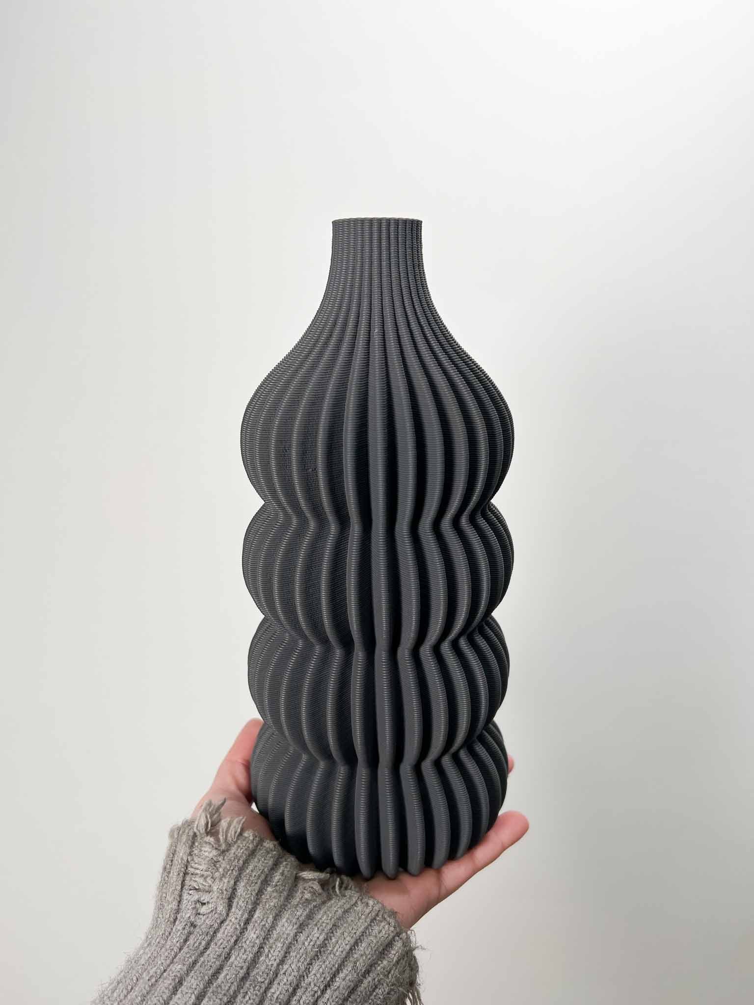 JASON » Vaso di ceramica stampata in 3D grigio - 24cm - Bloomoon