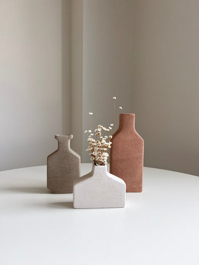 JURGEN » Set 3 Vasi Decorativi silhouette dai Toni Caldi della Terra e Tortora - Bloomoon