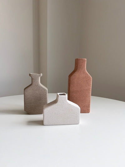 JURGEN » Set 3 Vasi Decorativi silhouette dai Toni Caldi della Terra e Tortora - Bloomoon