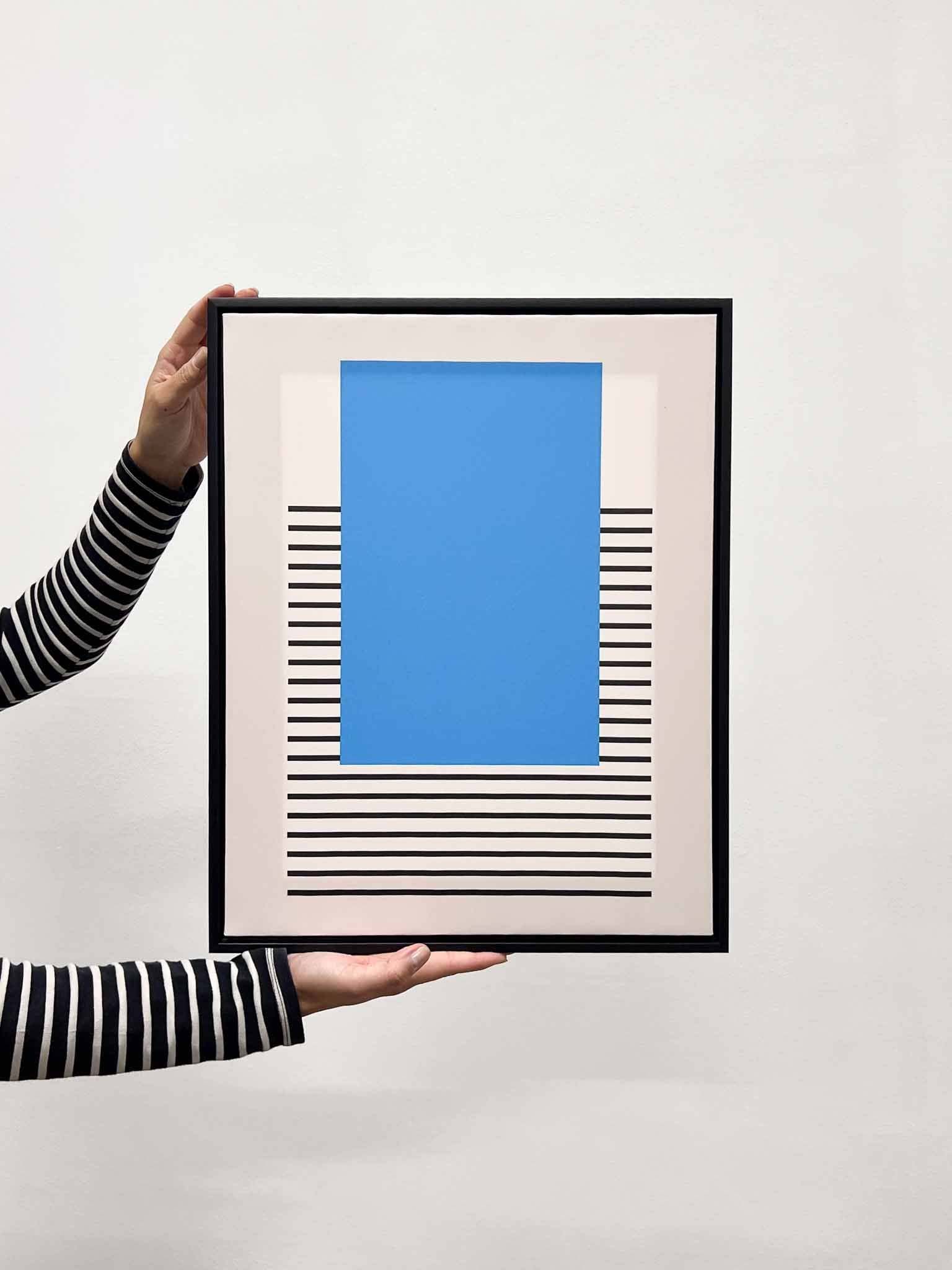 KIRINDA » Stampa su tela grafica azzurro con cornice 40x50cm - Bloomoon