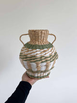 MALIBU » Vaso in fibra naturale bianco e verde - Bloomoon