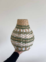 MALIBU » Vaso in fibra naturale bianco e verde - Bloomoon