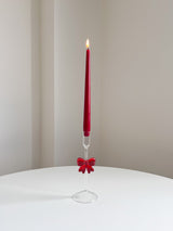 MICHELLE » Portacandela in vetro trasparente con fiocco rosso H23cm - Bloomoon