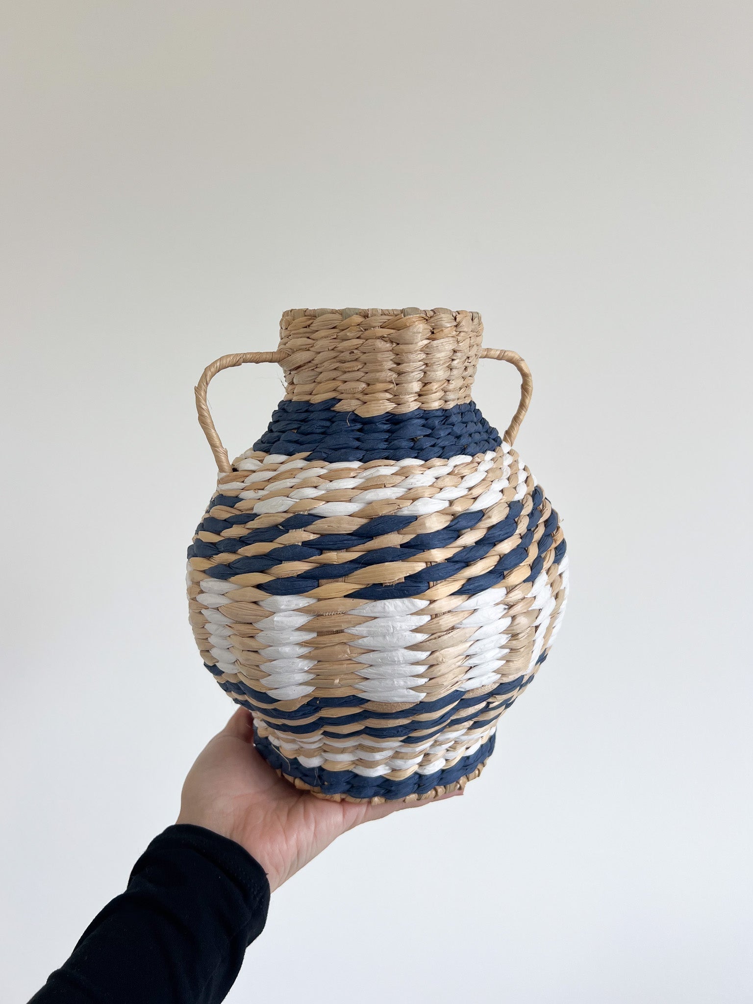 NAMIBIA » Vaso in fibra naturale bianco e blu - Bloomoon