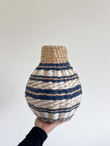 NAMIBIA » Vaso in fibra naturale bianco e blu - Bloomoon