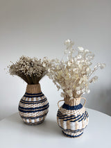 NAMIBIA » Vaso in fibra naturale bianco e blu - Bloomoon