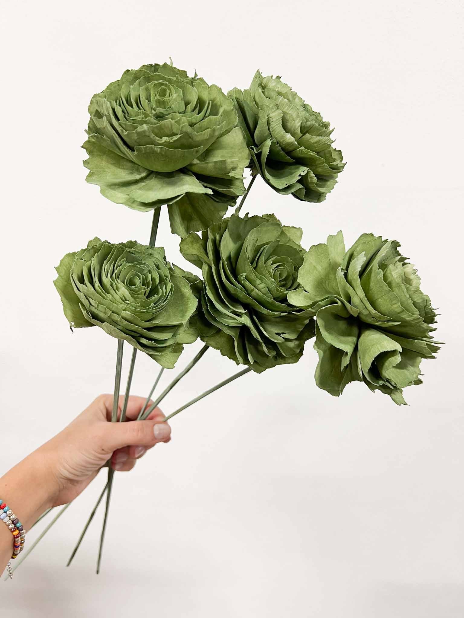 OLGA » Mazzo di rose verdi ricostruite in fibra di manioca - Bloomoon